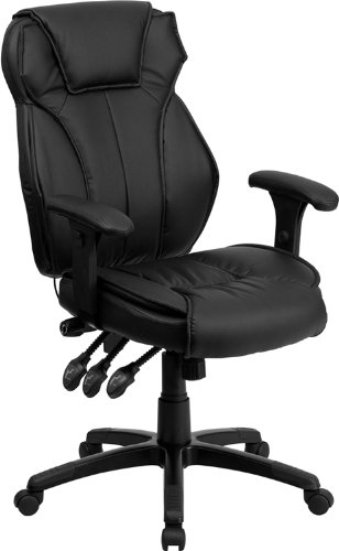 Flash Furniture High Back Black Leather Executive Office Chair With Triple Paddle Control Rocket Box Inc